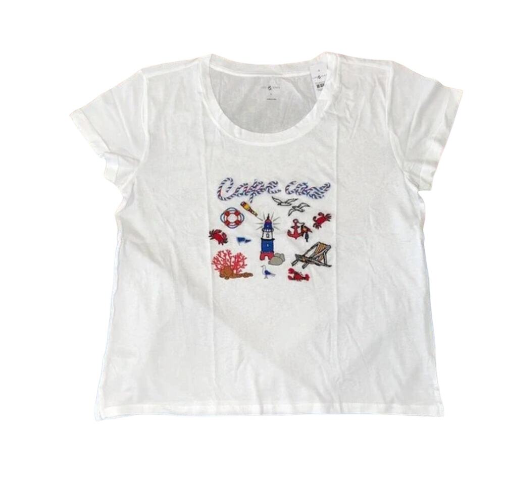 NWT LOFT Lou & Grey White W/Cape Cod Graphic Softserve Tee